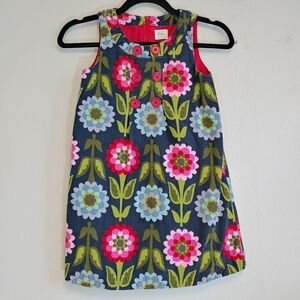 Pink & Blue Floral Sleeveless Kids Dress